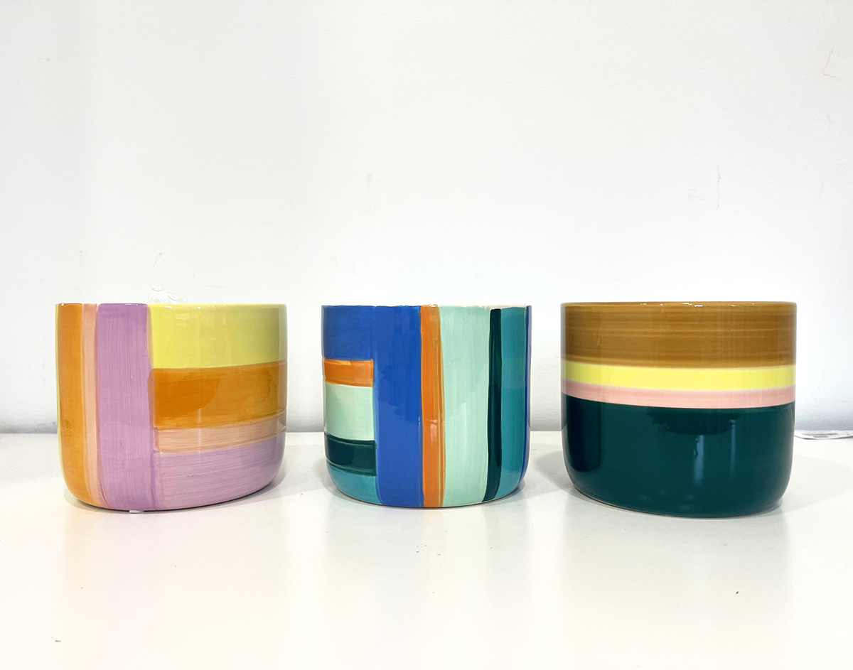 VASO STRISCE COLOR D13,5 H11,5CM. 3PZ.ASS.