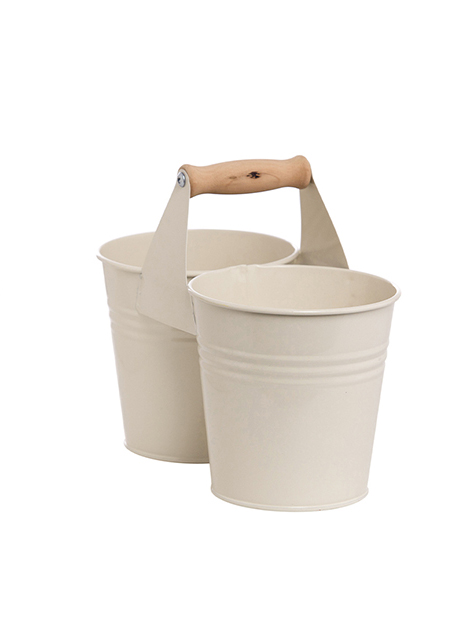 VASETTI 2 LATTA D.11 H.11 L.24CM BIANCO