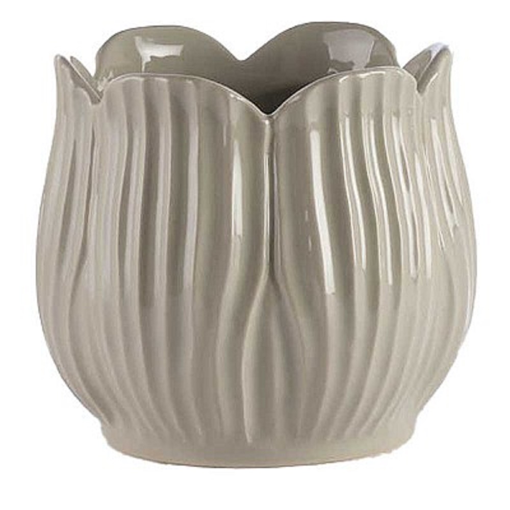 VASO CER. FORMA FOGLIA D13,5 H13CM. TORTORA