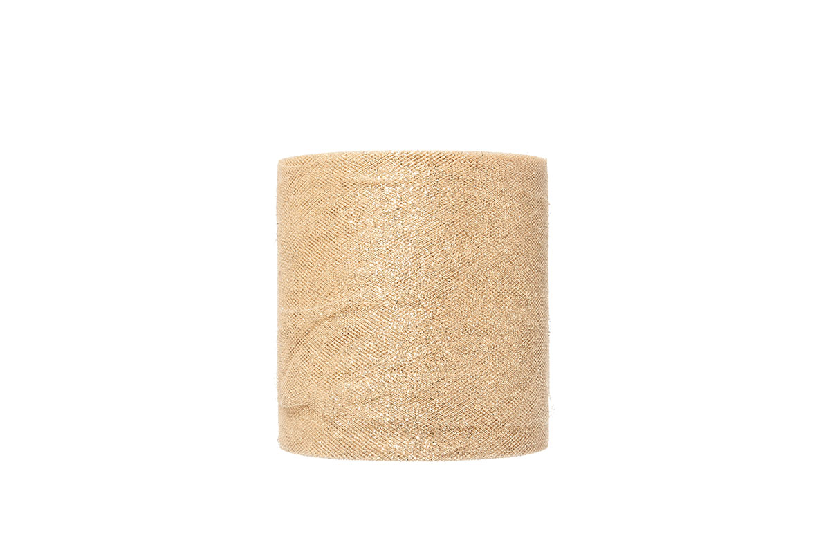 TULLE SPARKLING H12,5CM. X100MT. ORO