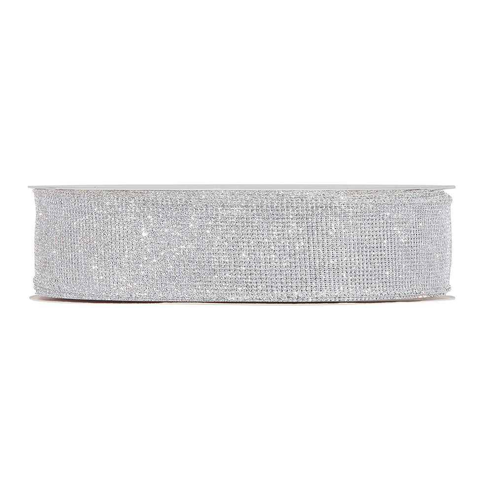 NASTRO GLITTER NET 40MM. 50MT. SILVER