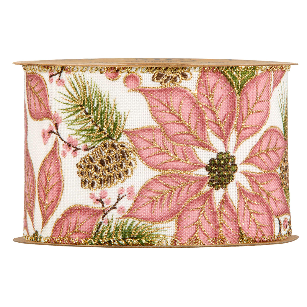 NASTRO PINK FLOWERS 63MM. 10MT.