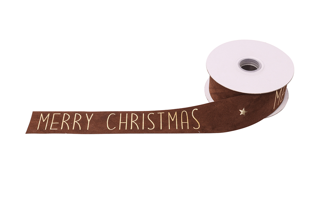 NASTRO MERRY X'MAS 25MM. 10MT. MARRONE