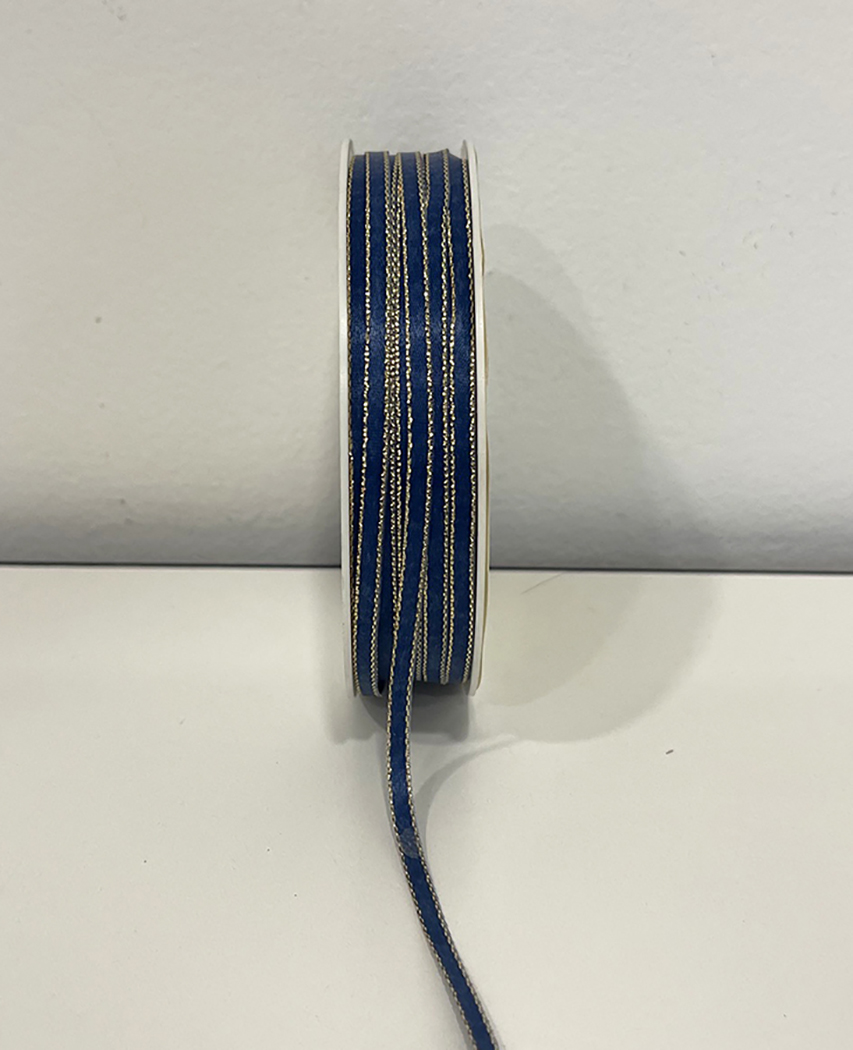 SATINB.GOLDKANTE 3MM. 50MT. BLU