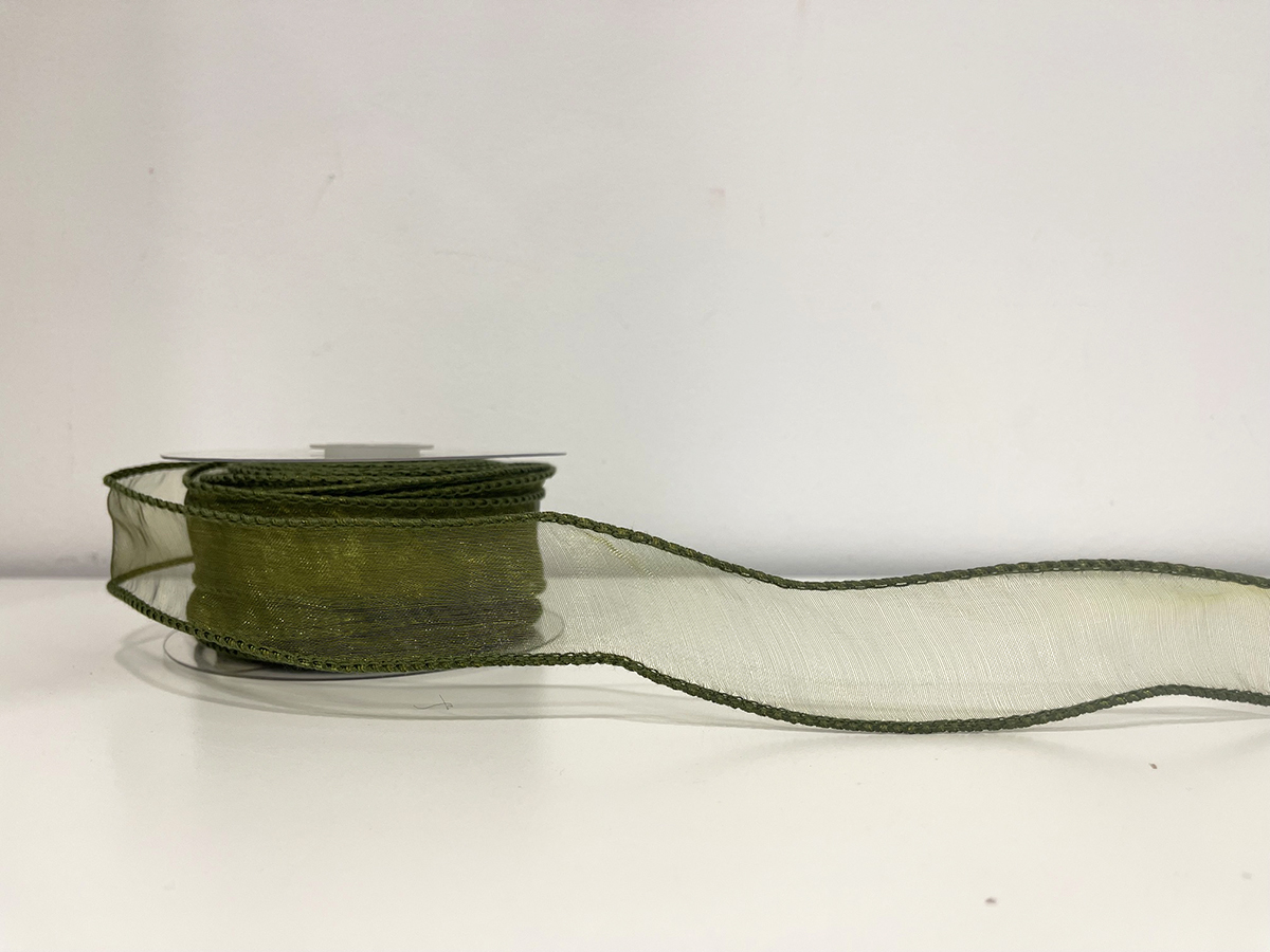 NASTRO ORGANZA 5CM.25YD OLIVA