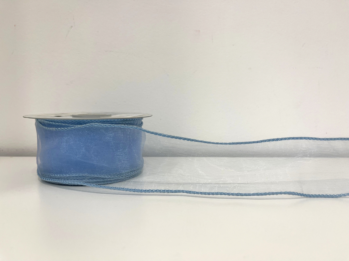 NASTRO ORGANZA 5CM.25YD CELESTE