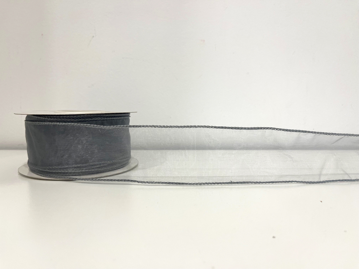 NASTRO ORGANZA 5CM.25YD SILVER