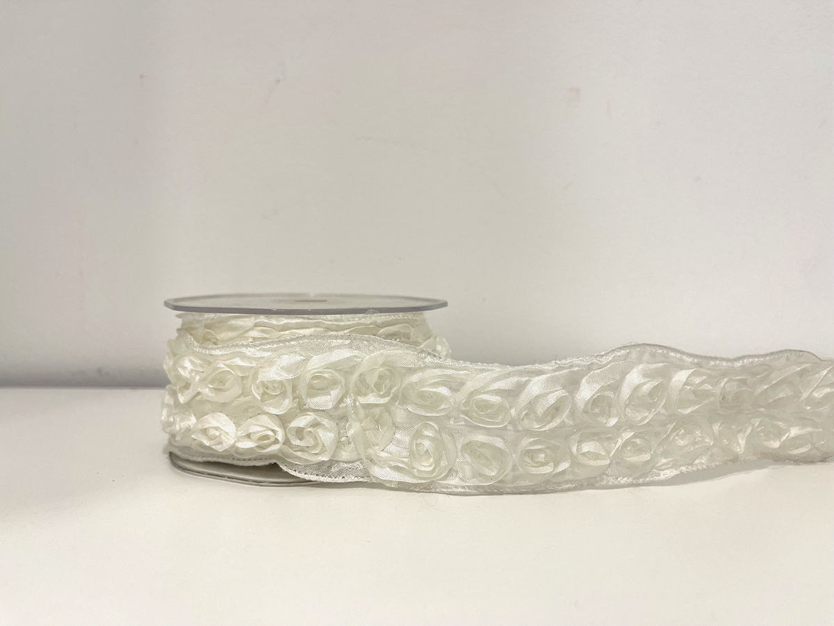 MINI ROSES WIRED 45MM.X5MT. IVORY