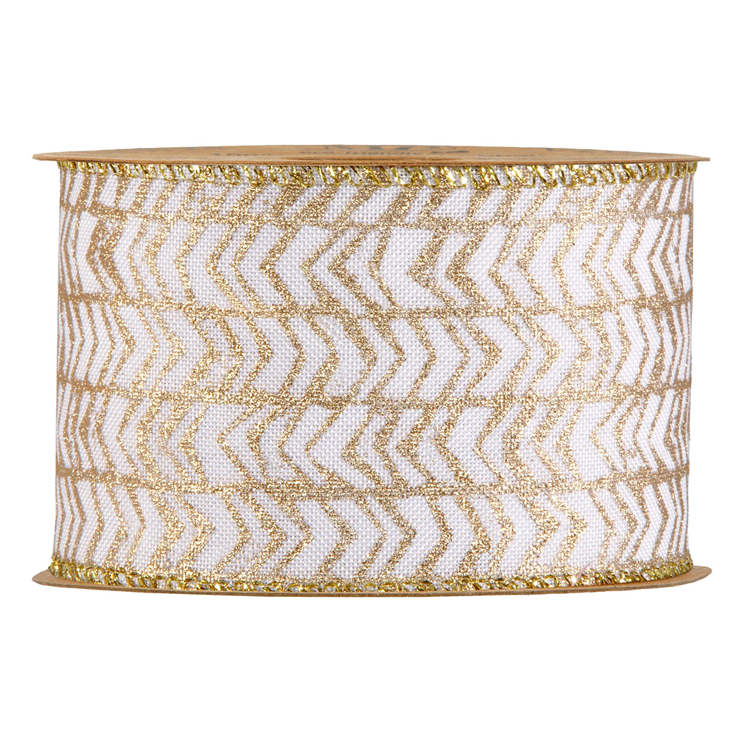 NASTRO ALEPPO 63MM. 10MT. BIANCO E ORO