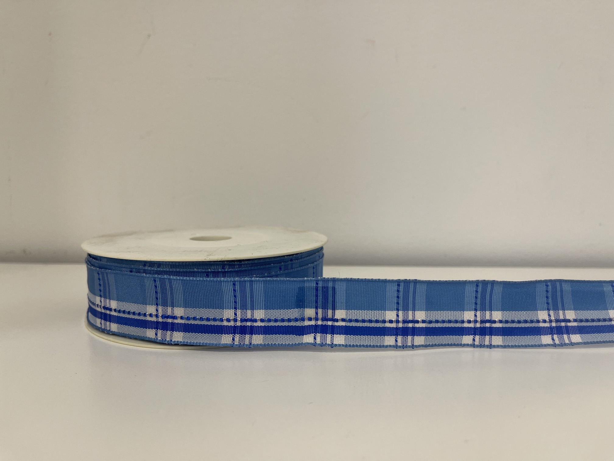 CHECKED WIRED 25MM.20MT. AZZURRO