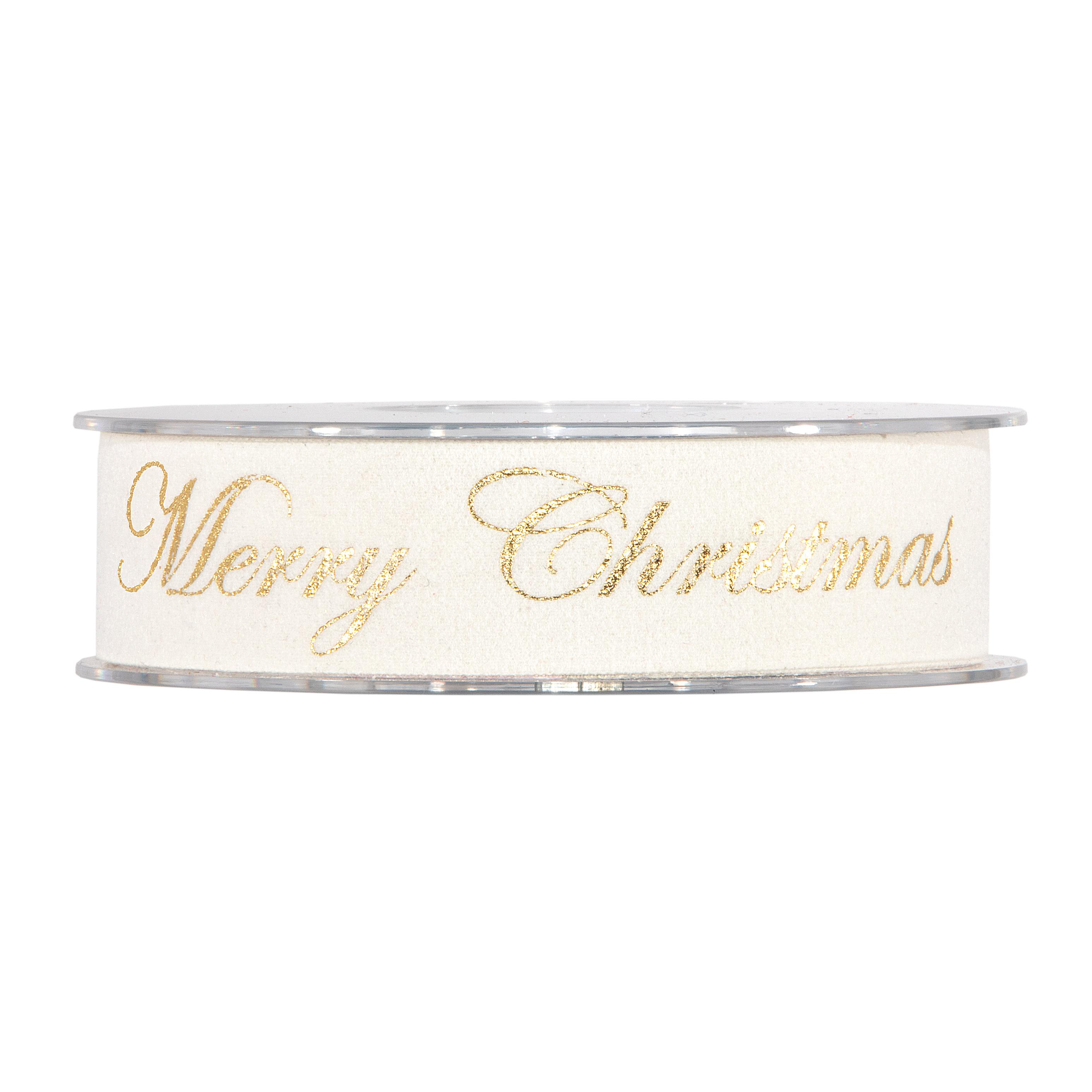 NASTRO GOLD MERRY XMAS 25MM. 10MT. CREMA