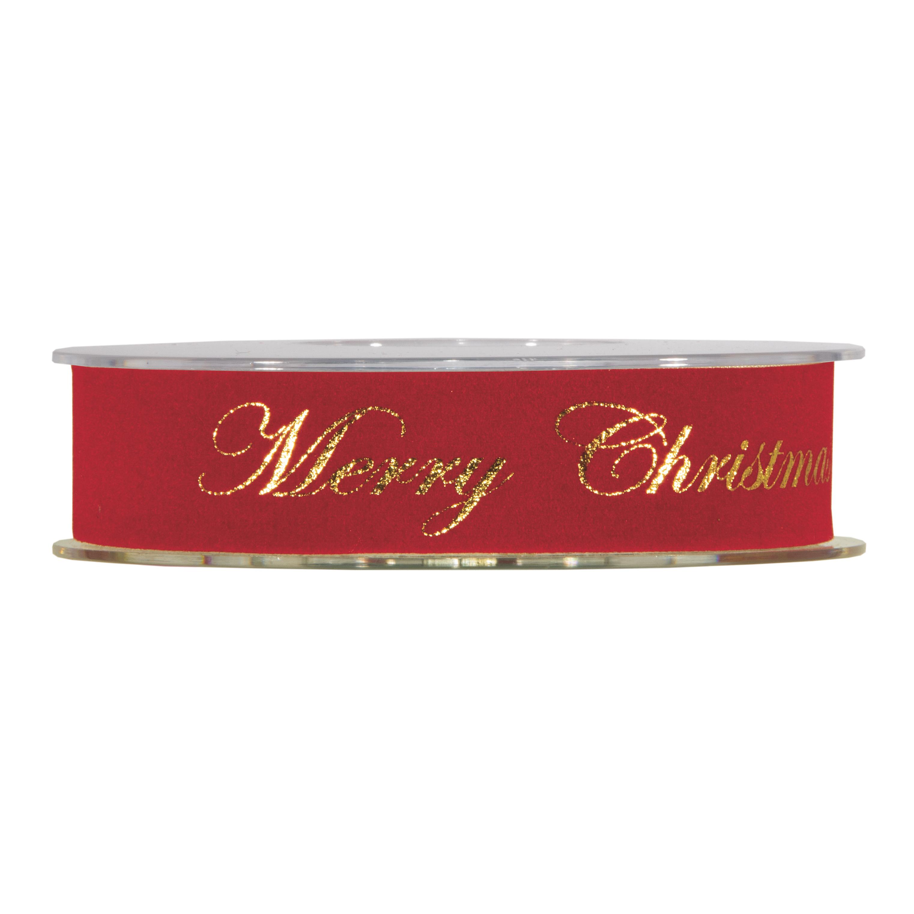 NASTRO GOLD MERRY XMAS 25MM. 10MT. ROSSO