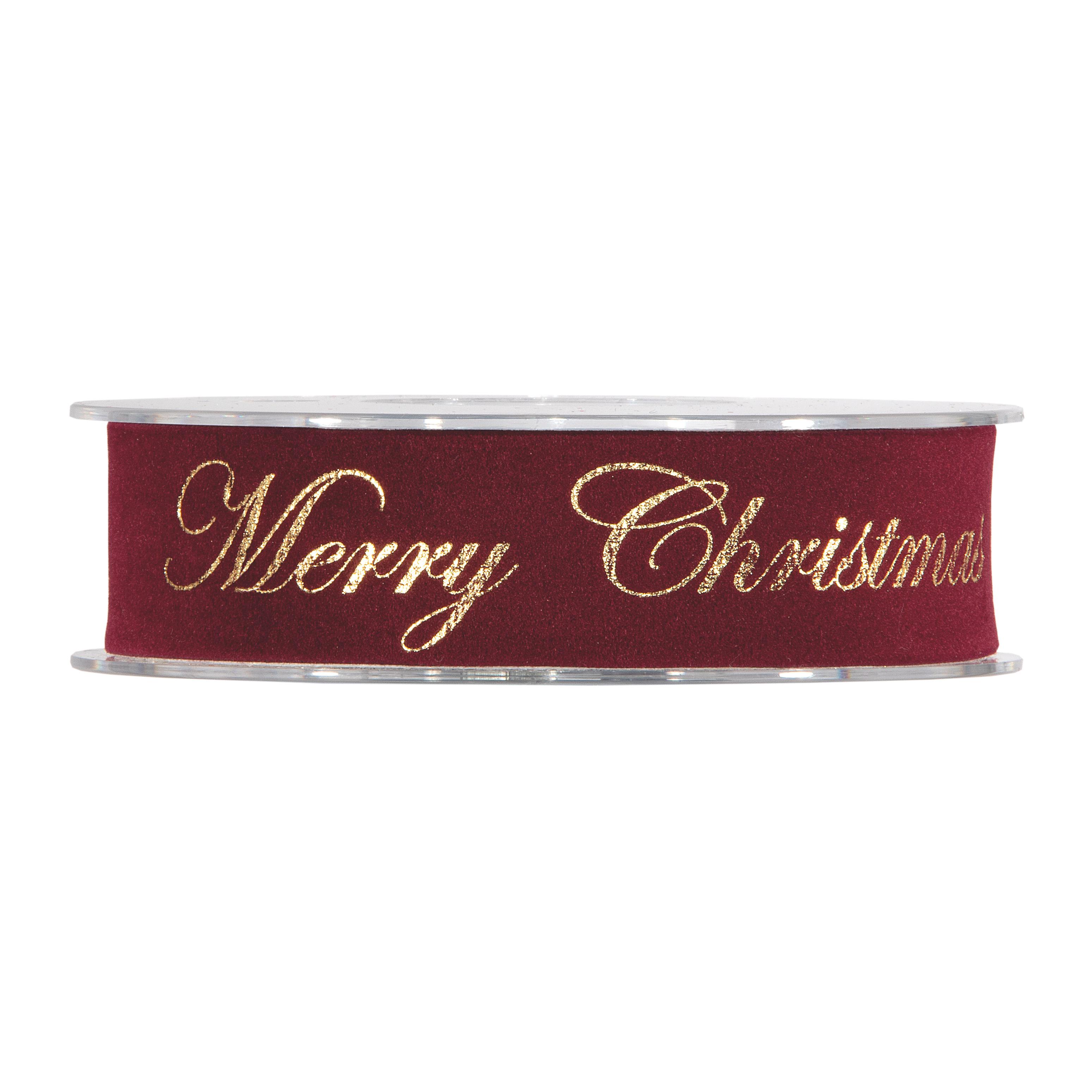 NASTRO GOLD MERRY XMAS 25MM. 10MT. BORDEAUX