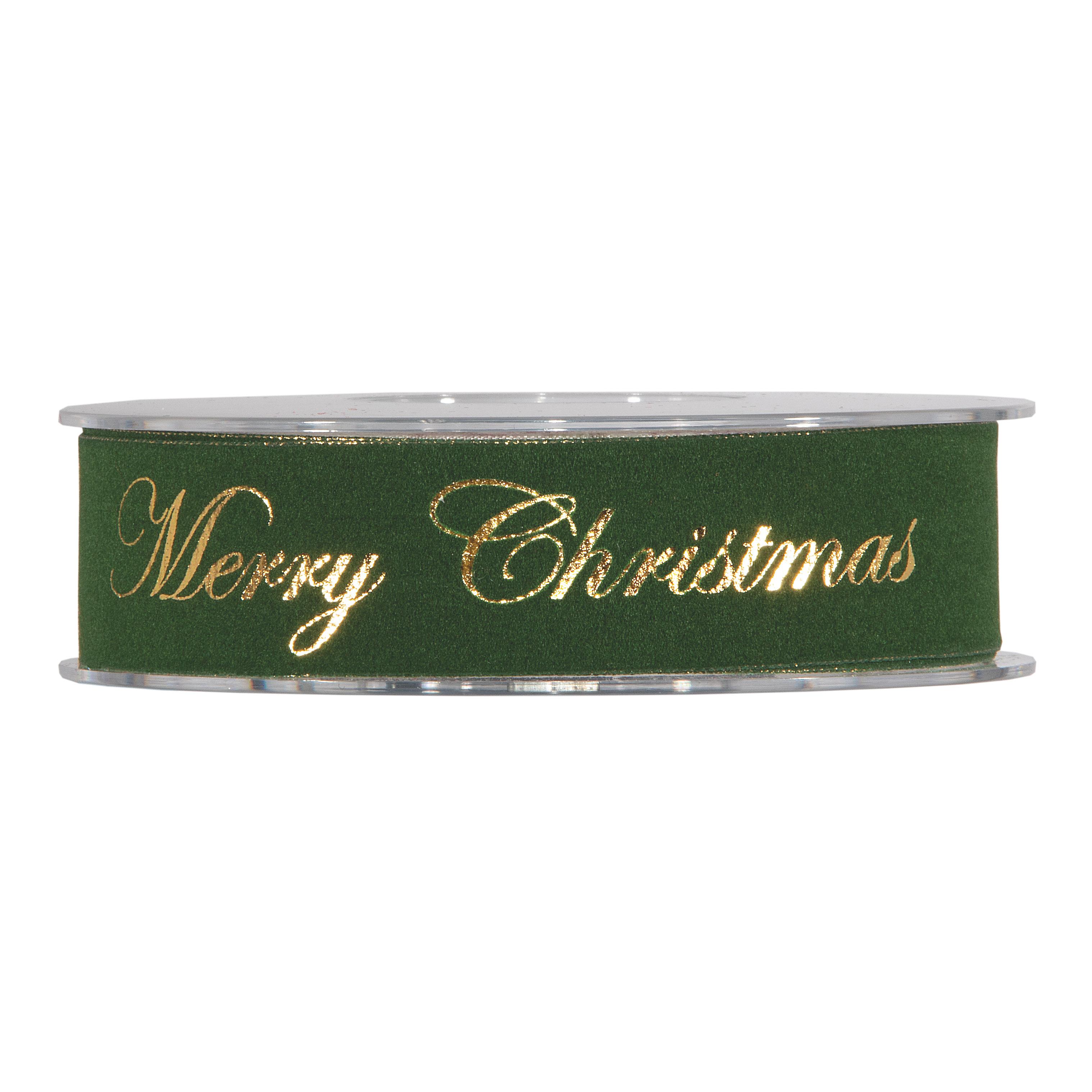 NASTRO GOLD MERRY XMAS 25MM. 10MT. VERDE SC.
