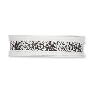 NASTRO FLOWERS 18MM.20MT. BLACK WHITE