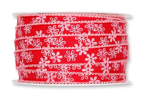 NASTRO LITTLE FLOWERS 15MM.25MT. ROSSO