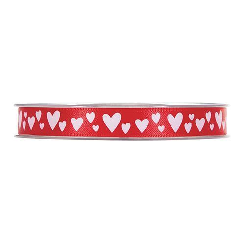 NASTRO RASO C/CUORI 12MM. 25MT. ROSSO