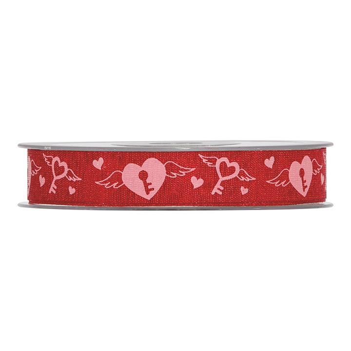 NASTRO HEART KEY 15MM. 20MT. ROSSO
