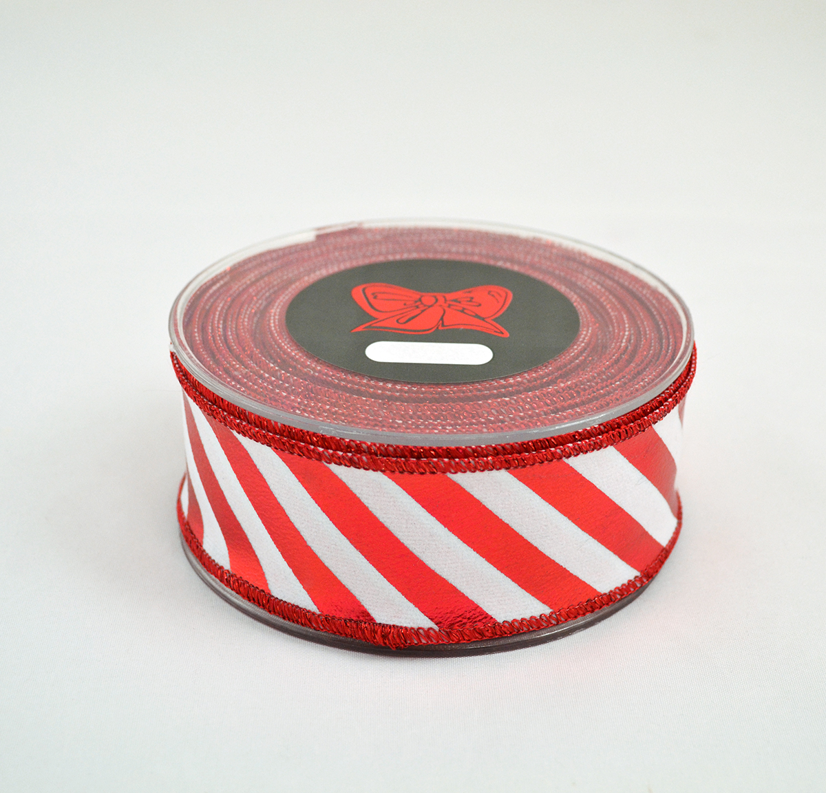 NASTRO VELVET RIGHE DIAGON. 4,3CM. X9MT. WH/RED