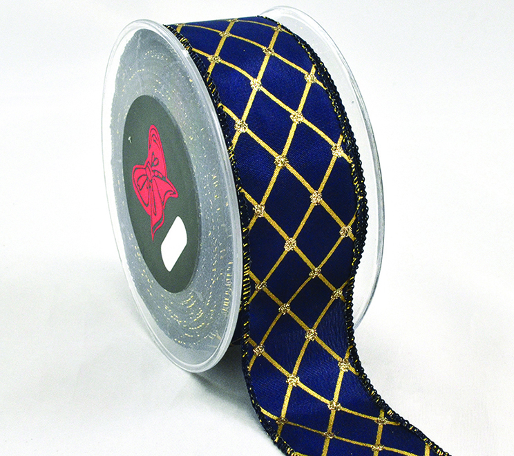 NASTRO DIAMOND CHECK 4,3CM. X9MT. BLUE