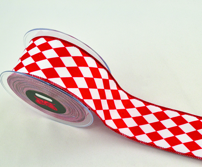 NASTRO VELVET ROMBI 6,7CM. X9MT. ROSSO