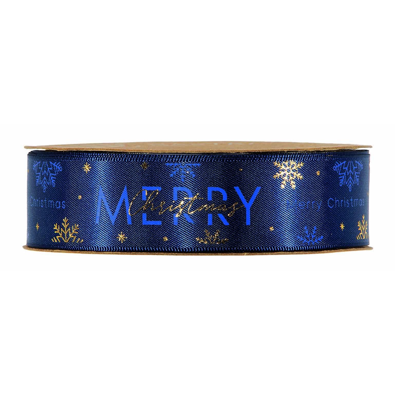 NASTRO MERRY X'MAS C/SNOWFL.25MM. 10MT. DK BLU