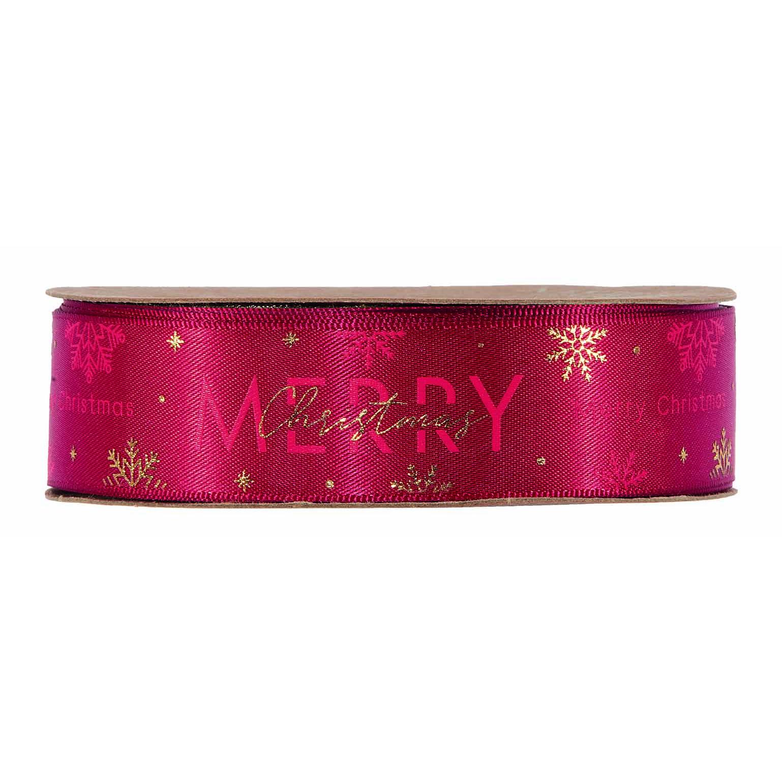 NASTRO MERRY X'MAS C/SNOWFL.25MM. 10MT. RED