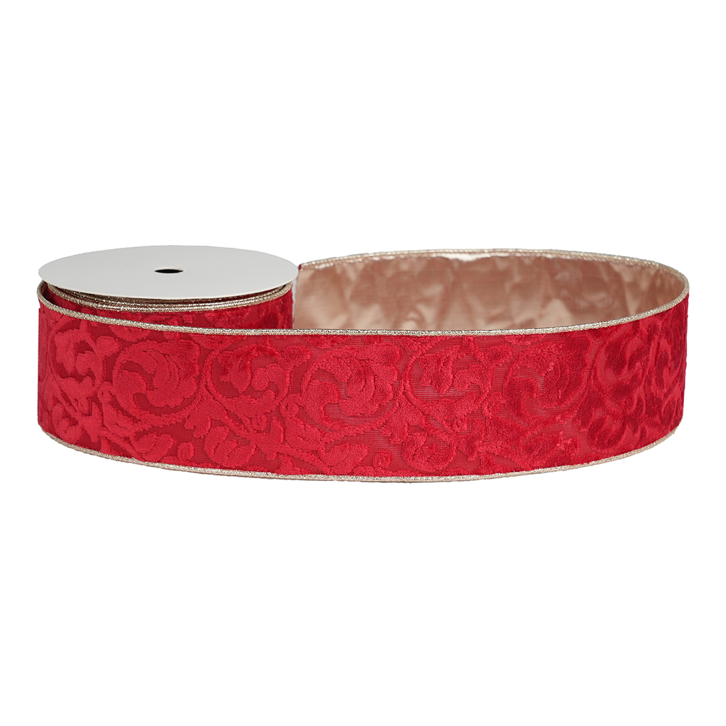 NASTRO DAMASCO 63MM. 9,14MT. ROSSO