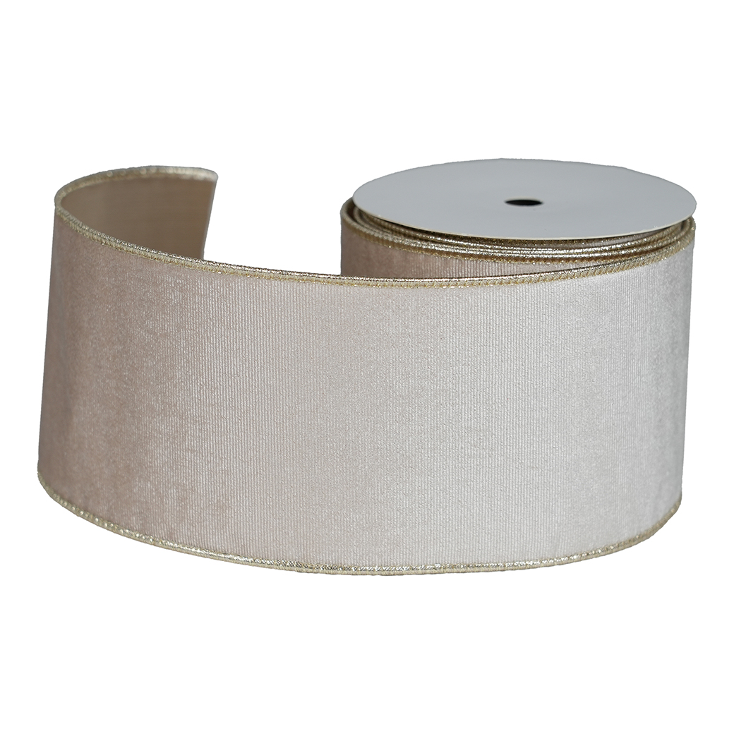 NASTRO VELLUTO RIGATO 10CM. 9,14MT. BEIGE