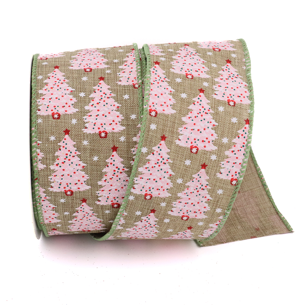 NASTRO PINK TREES 65MM. 10MT. ROSA