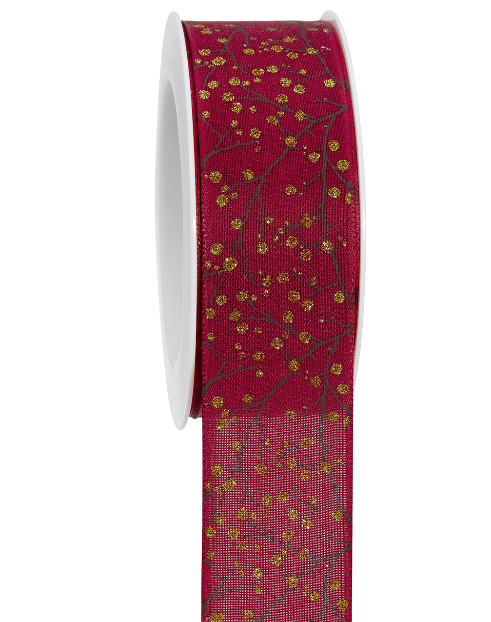NASTRO RAMO DI BACCHE 40MM.15MT. ROSSO