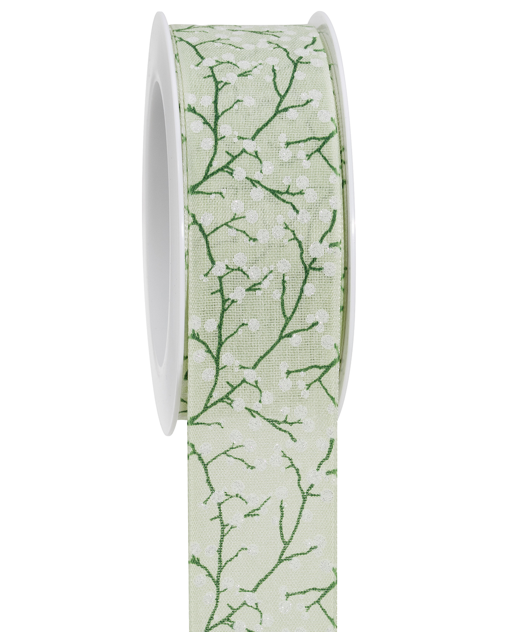 NASTRO RAMO DI BACCHE 40MM.15MT. VERDE CH.