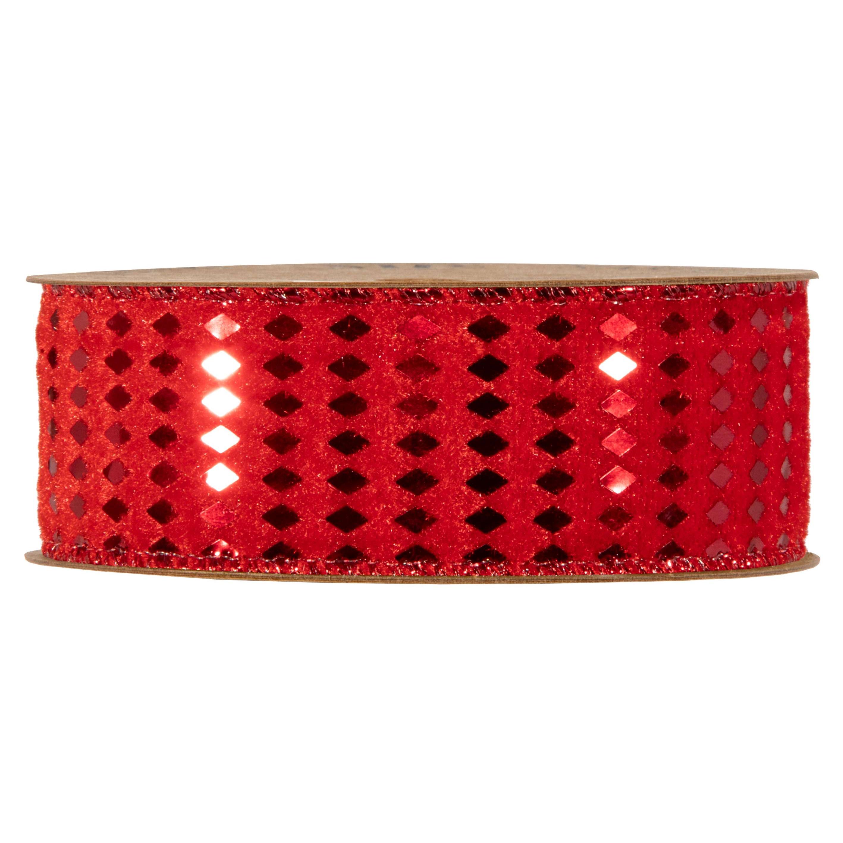 NASTRO VELVET C/ROMBI 40MM. 10MT. ROSSO