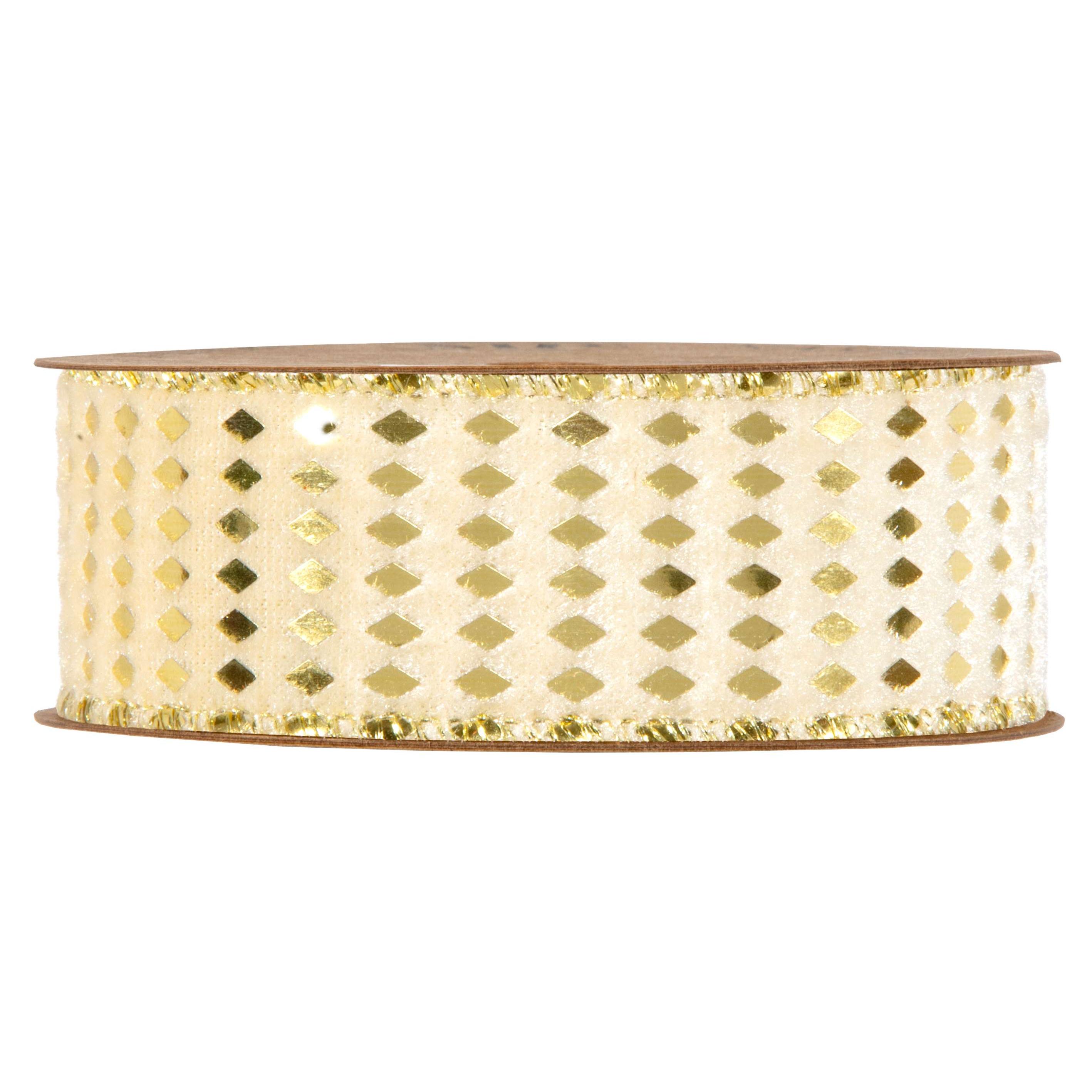 NASTRO VELVET C/ROMBI 40MM. 10MT. ORO