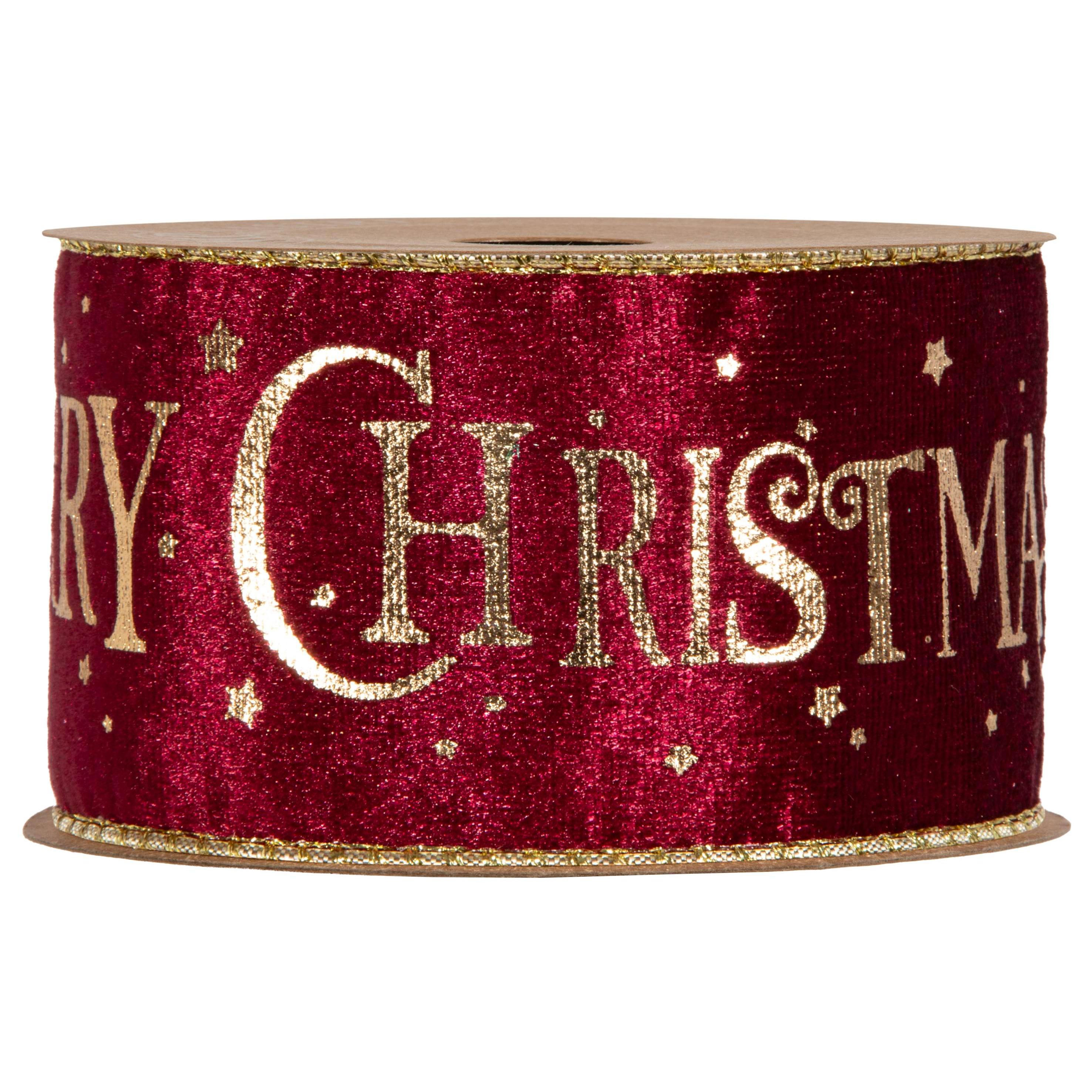 NASTRO MERRY XMAS 63MM. 10MT. BORDEAUX