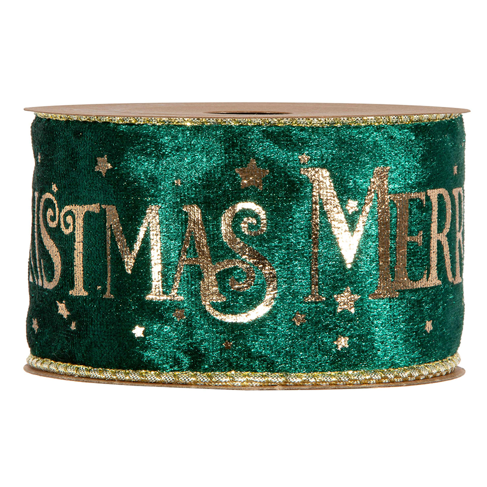 NASTRO MERRY XMAS 63MM. 10MT. VERDE