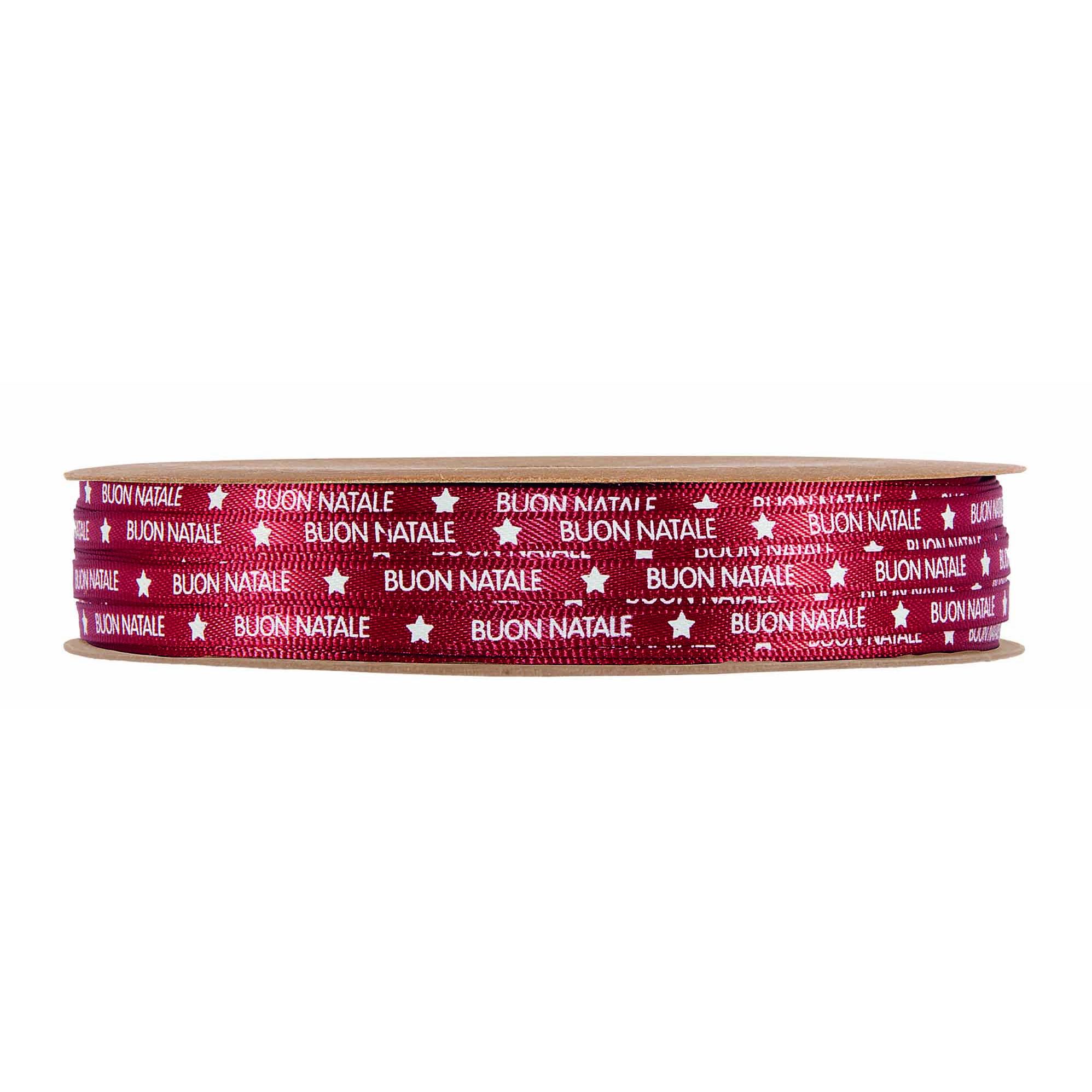 NASTRO BUON NATALE 4MM. 25MT. ROSSO