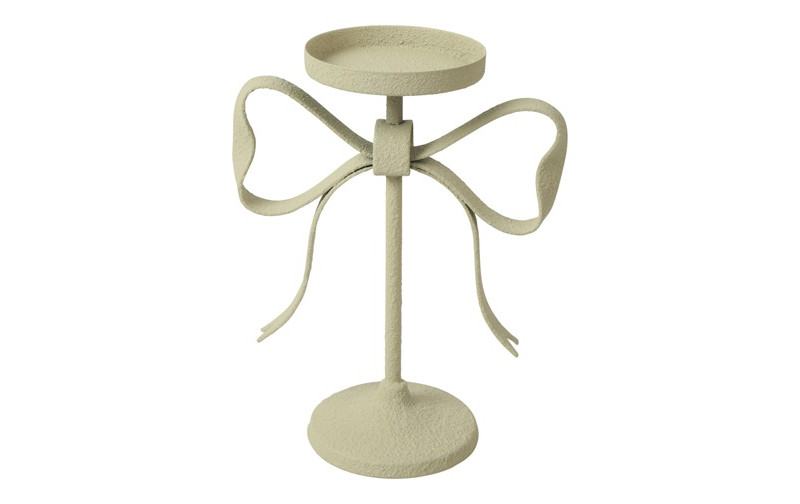 PORTACANDELA C/FIOCCO JANEL 17X9,5 H21,5CM. CREMA