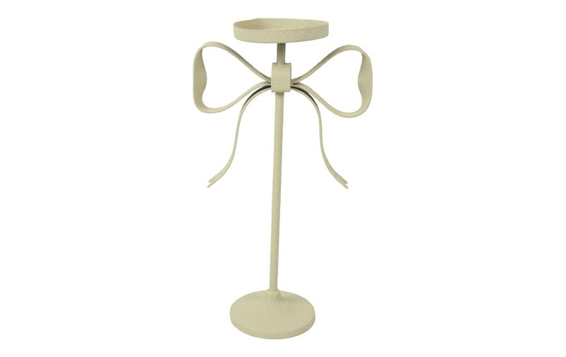 PORTACANDELA C/FIOCCO JANEL 17X9,5 H32CM. CREMA
