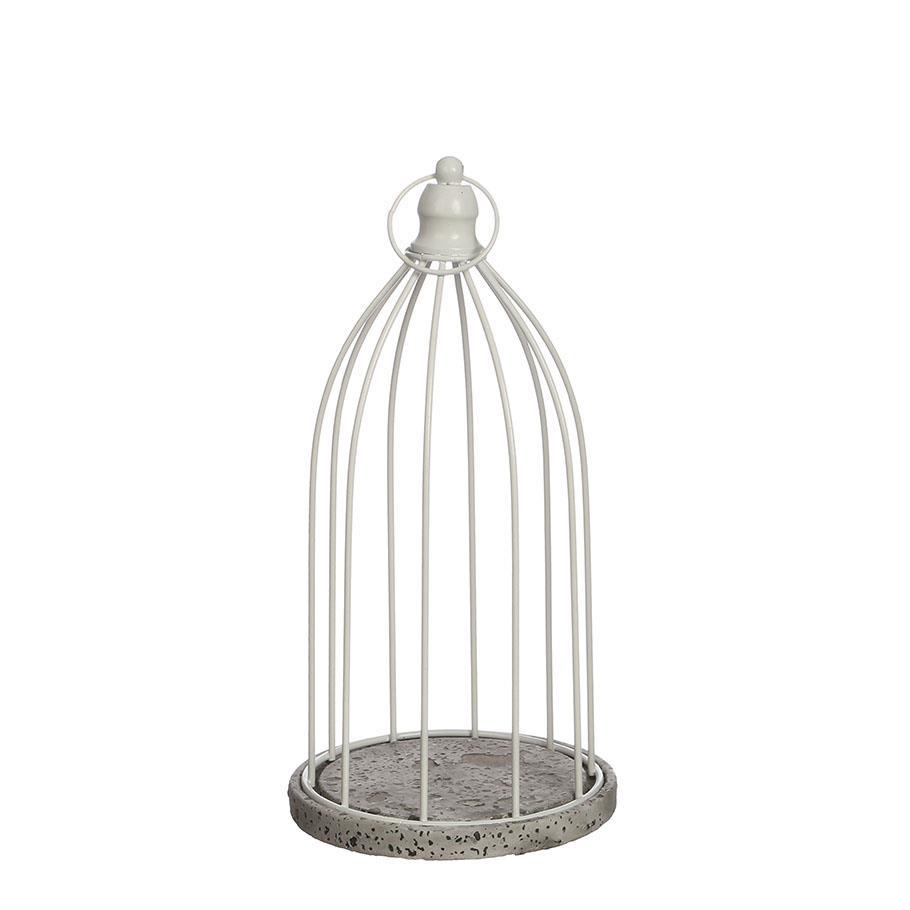 GABBIA CON BASE CEM. H.32 D16CM. BIANCO