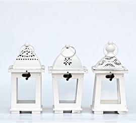 LANTERNA MET.+LEG. H25 11X11CM. BIANCO