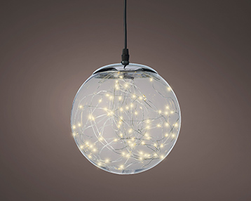 SFERA VETRO D30CM. 140LED LUCE CALDA B. --NETTO----