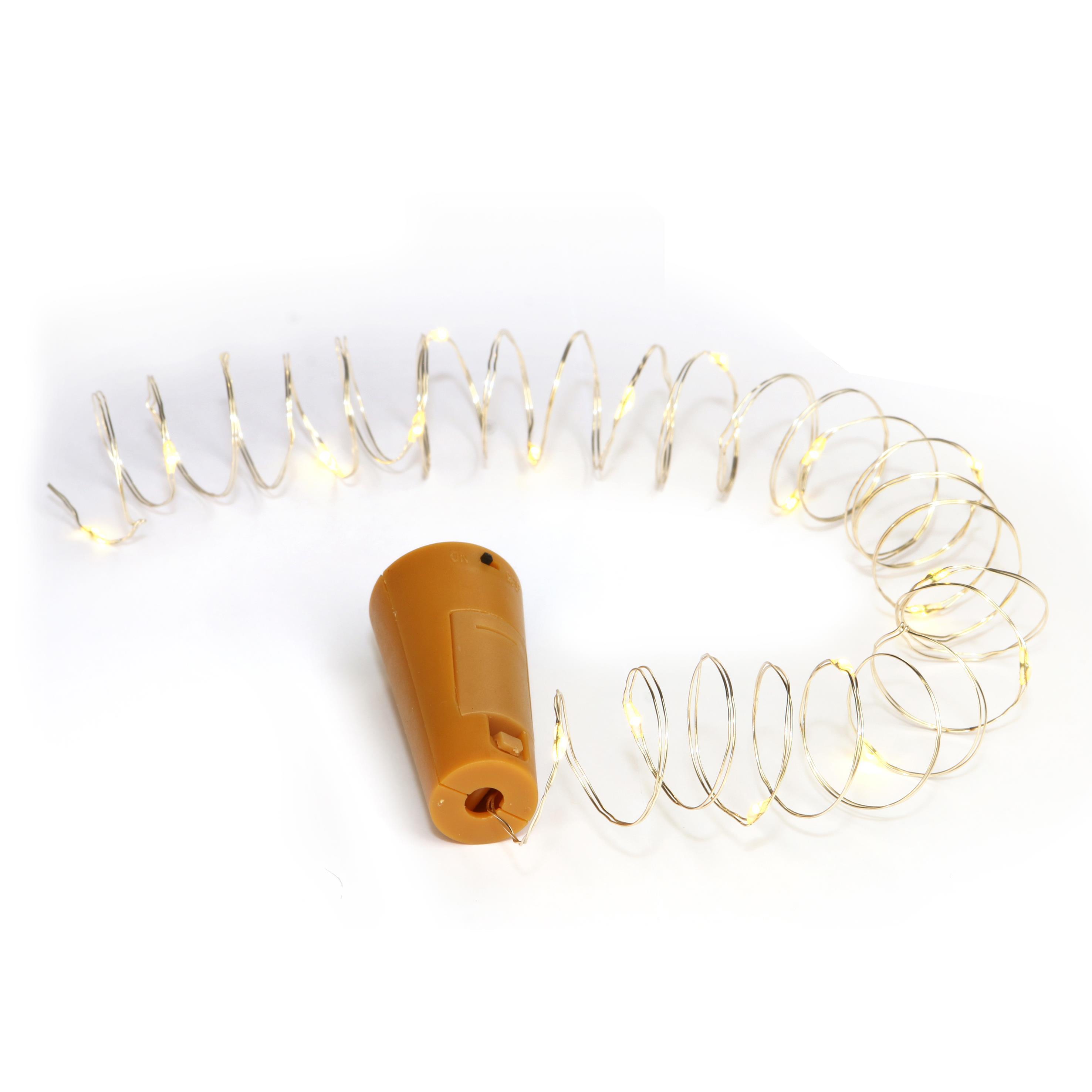 TAPPO C/FILO DI LUCI 20LED PER BOTTIGLIE 2PZ.