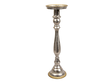 CANDELABRO NIKEL BORDO ORO H74 D20CM.