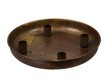 PIATTO PORTACANDELE H4 D25CM. ORO ANT.