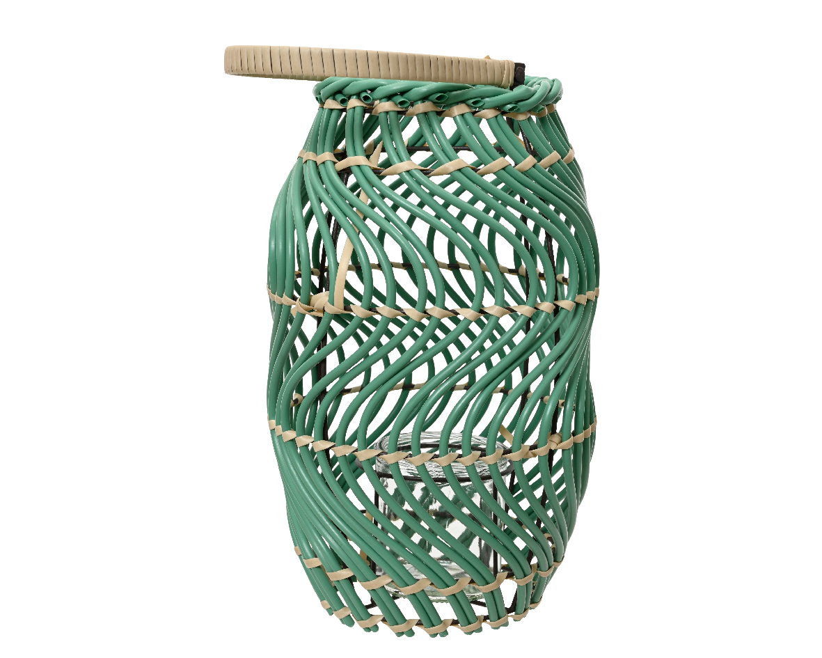 LANTERNA PLAST. FATTO A MANO D13 H29CM. VERDE
