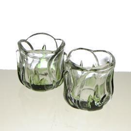 PORTACANDELA TULIP S/2PZ. H6,2CM. VERDE