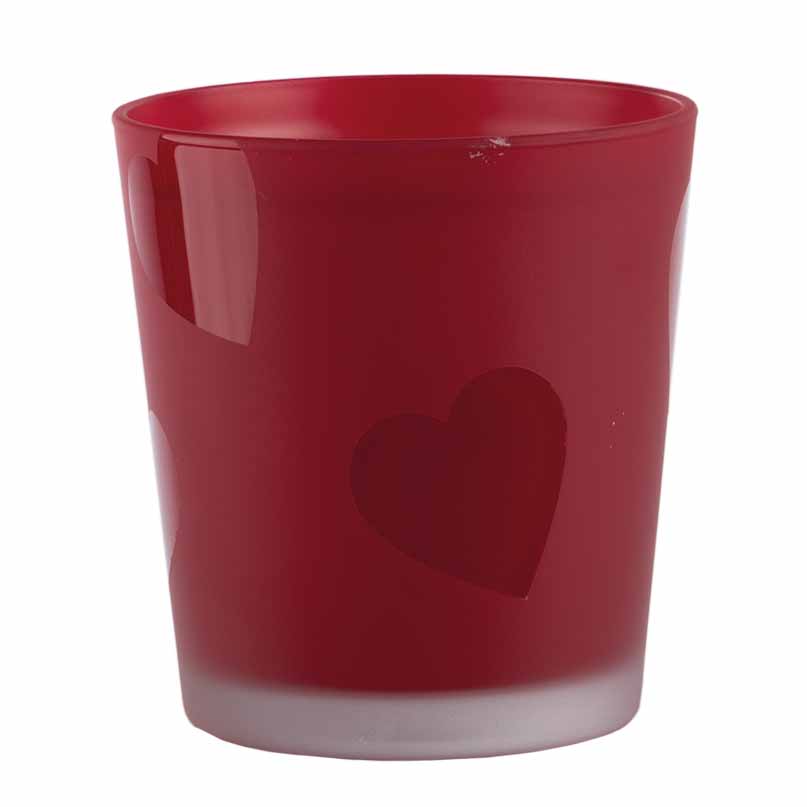 VASO CASPO' H13,5 D12,5CM. ROSSO A CUORI