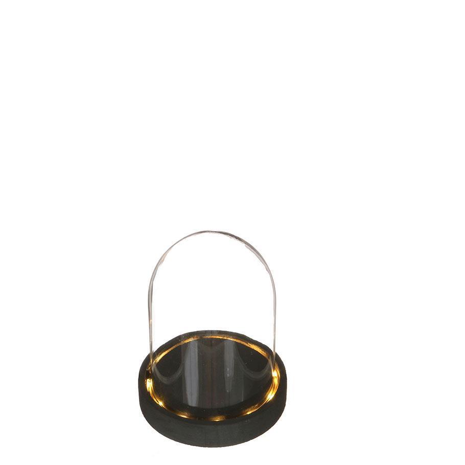 CAMPANA VETRO BASE NERA C/LED H15,5 D10CM.