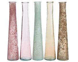 BOTTLE GLASS VASE 2PZ. H32 D7CM. ANT.PINK